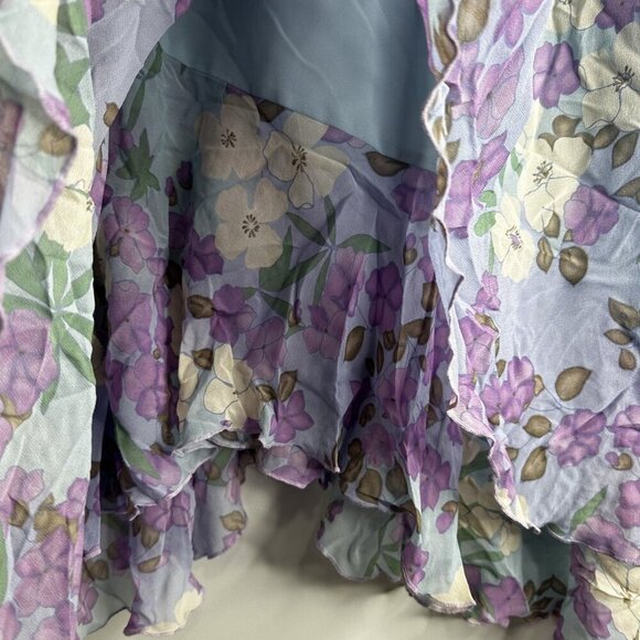Adrianna Papell Midi Skirt Sz 14 Purple Blue Floral Fairy Romantic Asymmetrical - Picture 3 of 7
